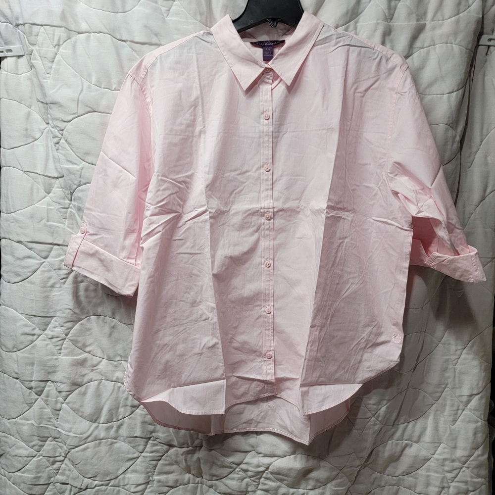 Gloria Vanderbilt 3/4 Length Sleeve Button-Up NWT Light Pink